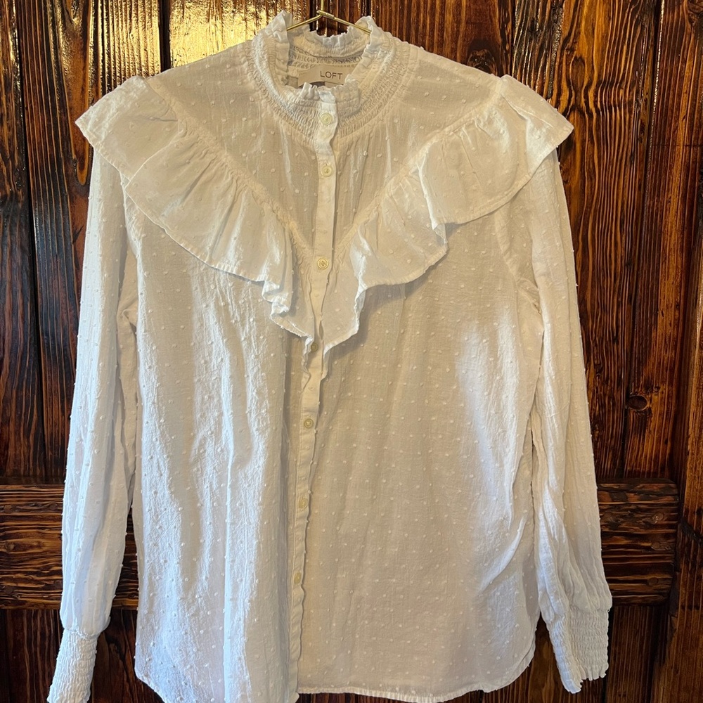 LOFT White Textured Blouse